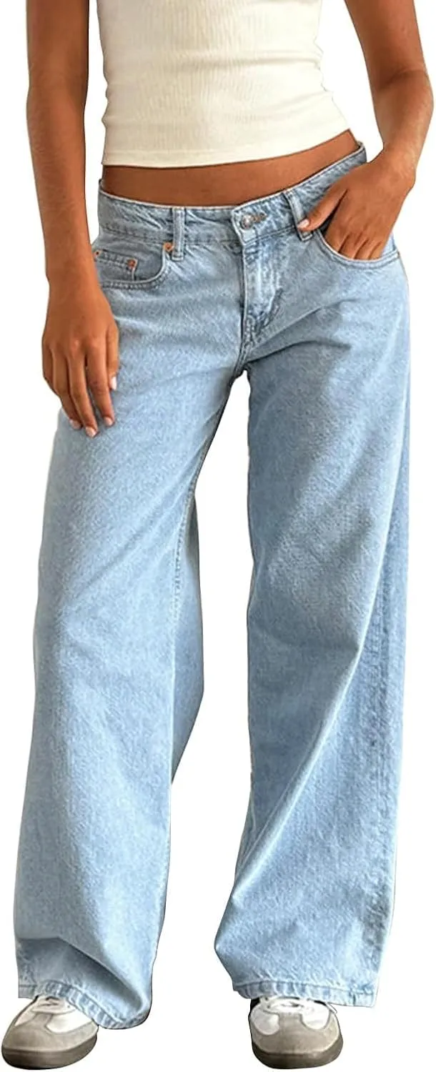 Wide Leg accidentally Jeans Casual Loose Fashion y2k Denim Pants Women Low Rise Baggy Jeans Boyfriend Straight 