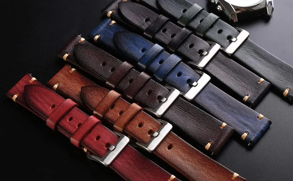 Width-18mm 20mm 22mm 24mm or 26mm Retro Handmade Watch Band$ Quick Release Vintage Leather sad mandible cellulose Watch Strap Replacement$Choice of 