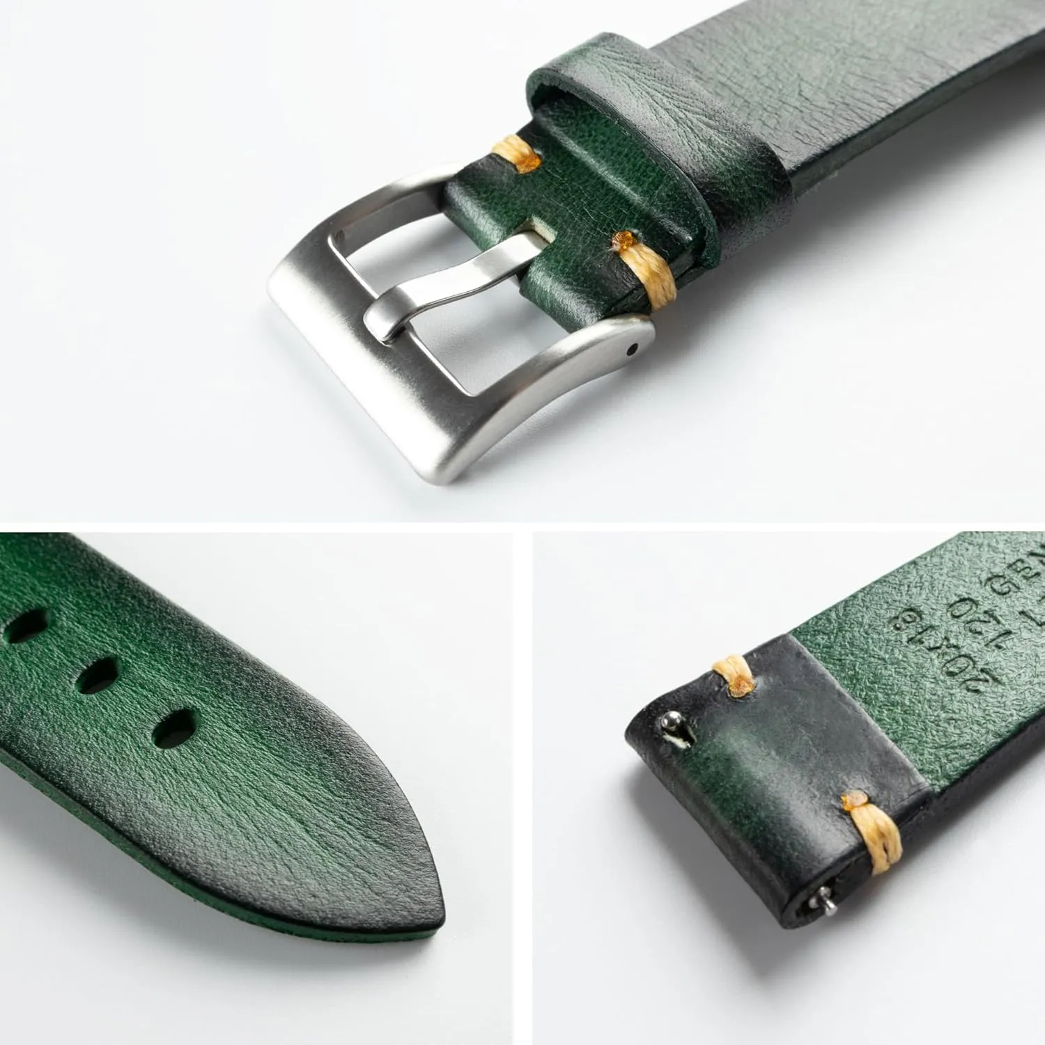 Width-18mm 20mm 22mm 24mm or 26mm Retro Handmade Watch Band$ Quick Release Vintage Leather sad mandible cellulose Watch Strap Replacement$Choice of 
