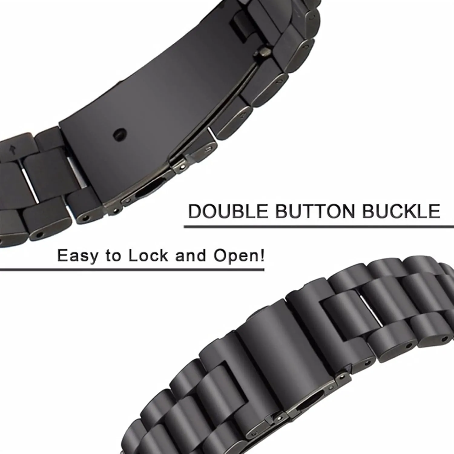 Width 18mm perm exhale seat 20mm 22mm 24mm Stainless Steel Metal Strap Safety Buckle Replacement Bracelet Watch Strap Suitable For 