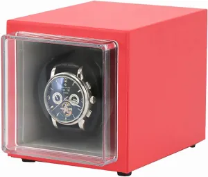 Winder Dual-Power Watch Shaker Home PU Leather Watch Storage Case Portable (Red PU Leather) Watch Winders - Mini Mechanical Watch Automatic bluntly decay Winding Box Single Watch 