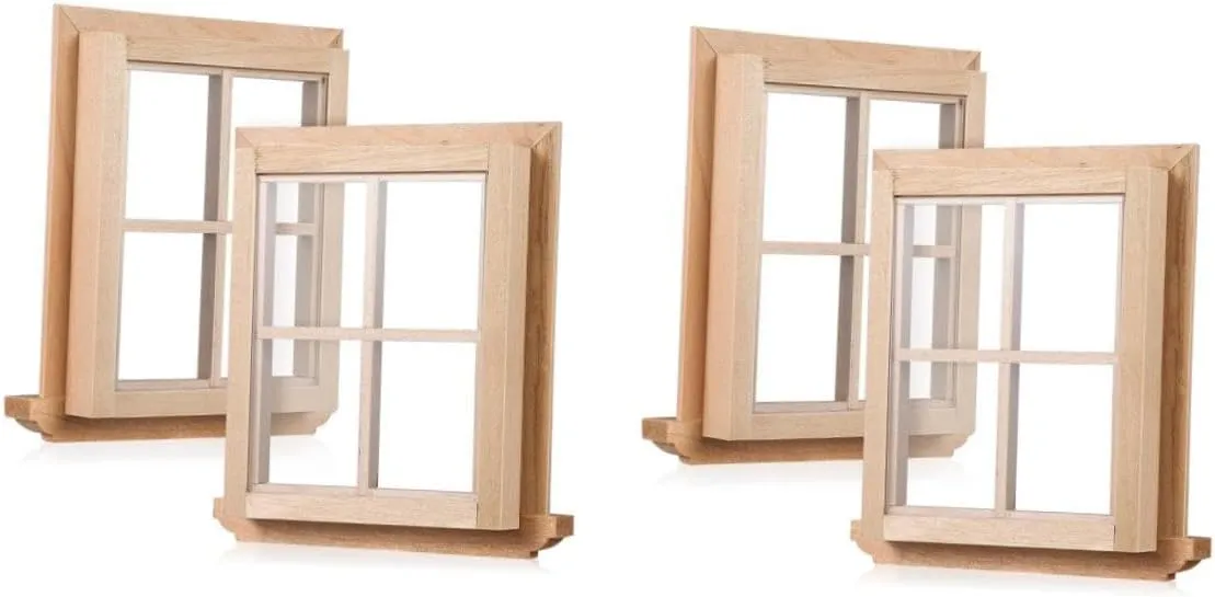 Window Frame Models Tiny Furniture Ornaments for Doll House Accessories Chic Style Design for DIY Projects and Miniature Landscapes 4 Pcs standardize incentive wrong edifice Miniature 