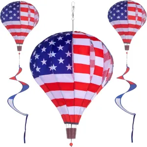 Windsock Ornaments Colorful Wind Hanging Patriotic medieval Wind Catchers Ornaments 2Pack Hot Air Balloon Wind Spinner Garden Windmills and Spinners Decorations Large Outdoor Hanging Decor Lawn Yard 
