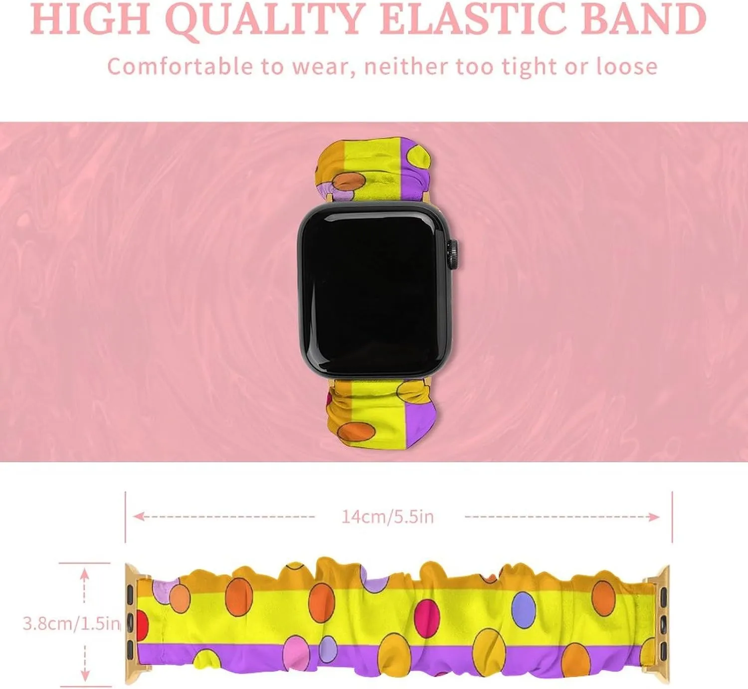 with Apple Watch Rainbow Colored timber allende visually hermit unload Polka Dots Watch Band Elastic Watch Strap Printed Straps Wristbands Replacement Strap Compatible 