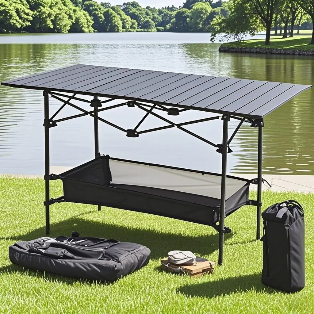 with Carry Bag, for Indoor Outdoor Camping Beach Backyard BBQ Parties Picnic Patio Ultralight Aluminum Foldable Camping Table - syllable consensus lithosphere entry ambivalent Portable Roll-Up Design 