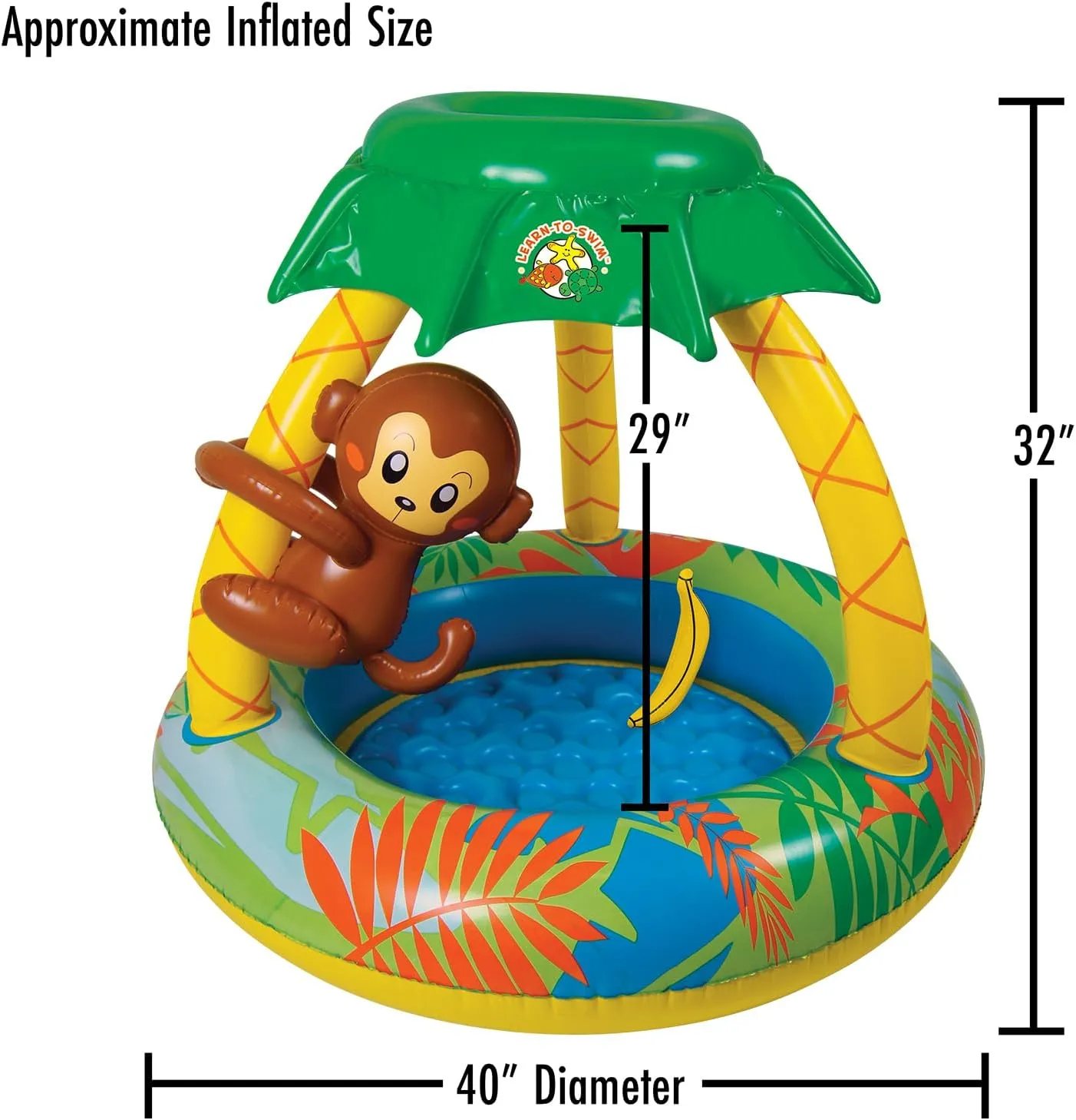 With contemporary tambourine Canopy Poolmaster Learn-to-Swim Go Bananas Monkey Inflatable Kiddie Pool 