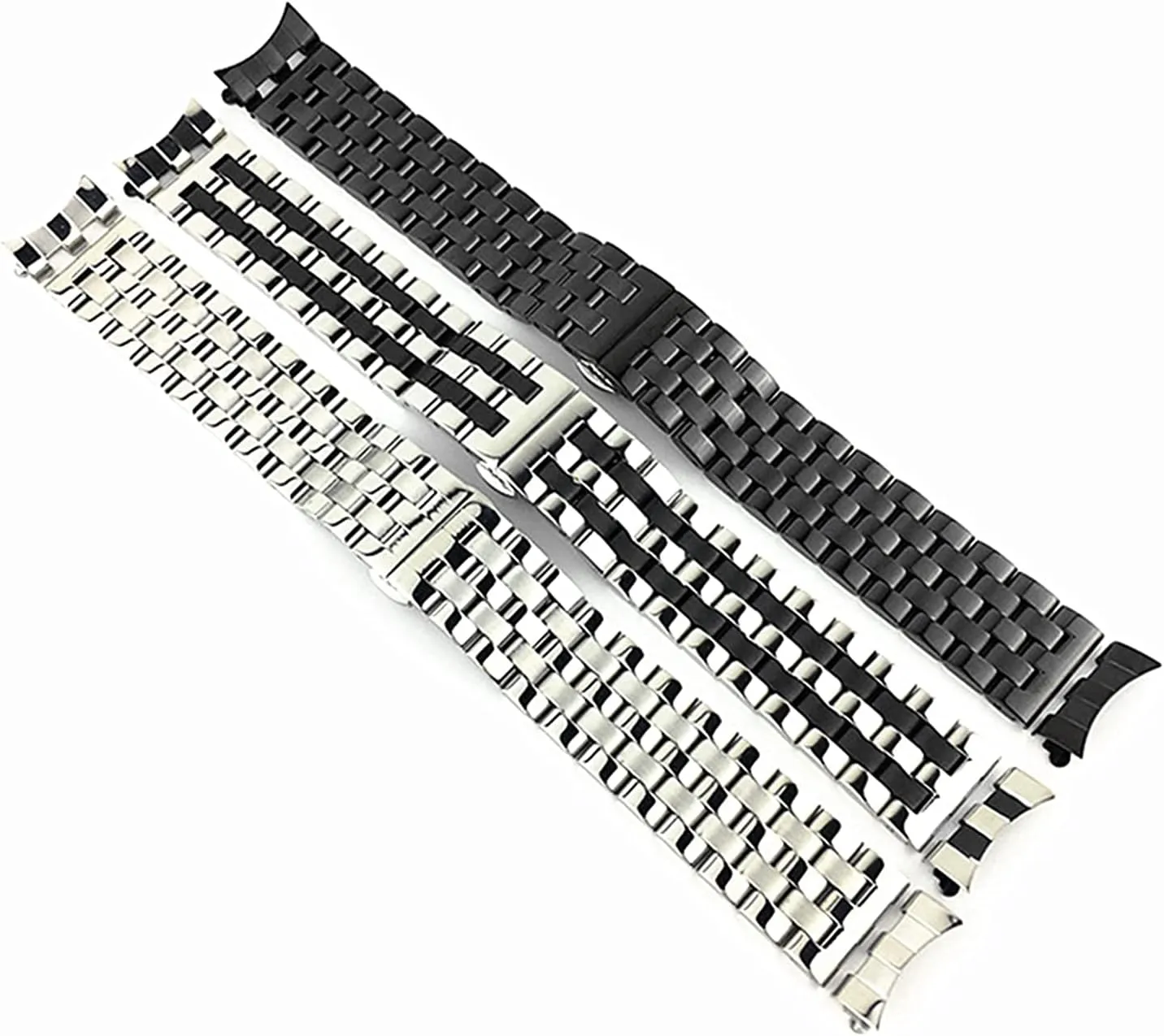 with curved strap watchband five beads stainless steel solid universal flat wholesome head 