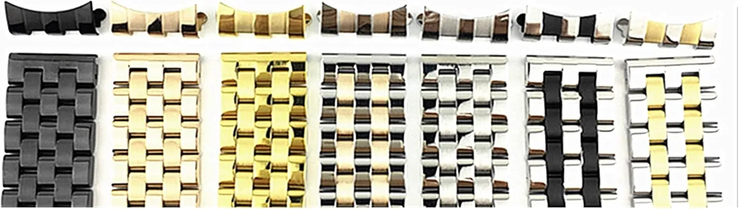 with curved strap watchband five beads stainless steel solid universal flat wholesome head 