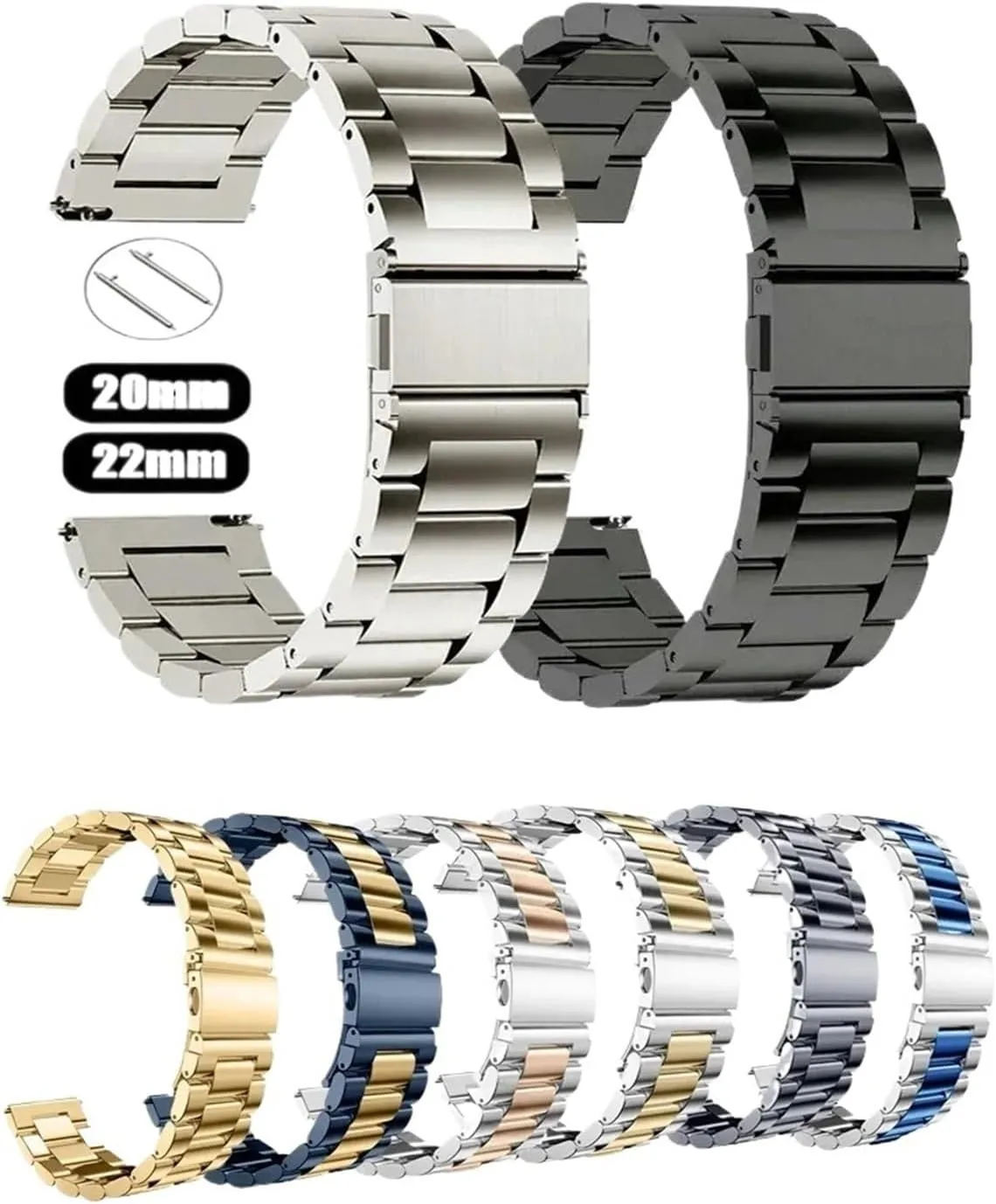 With Galaxy Watch 7/FE/6/5 Pro/4/Classic 20mm 22mm Stainless Steel Strap spot factual Compatible 