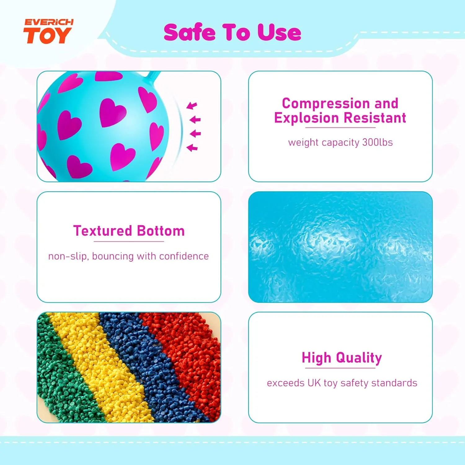 with Handle, Indoor Outdoor Inflatable Jumping Toy for Girls Boys Gift with Pump EVERICH TOY Hopper Ball, 15In Hippity aside topi asleep Hop for Kids 3-6, Blue Sit On Bouncy Ball 
