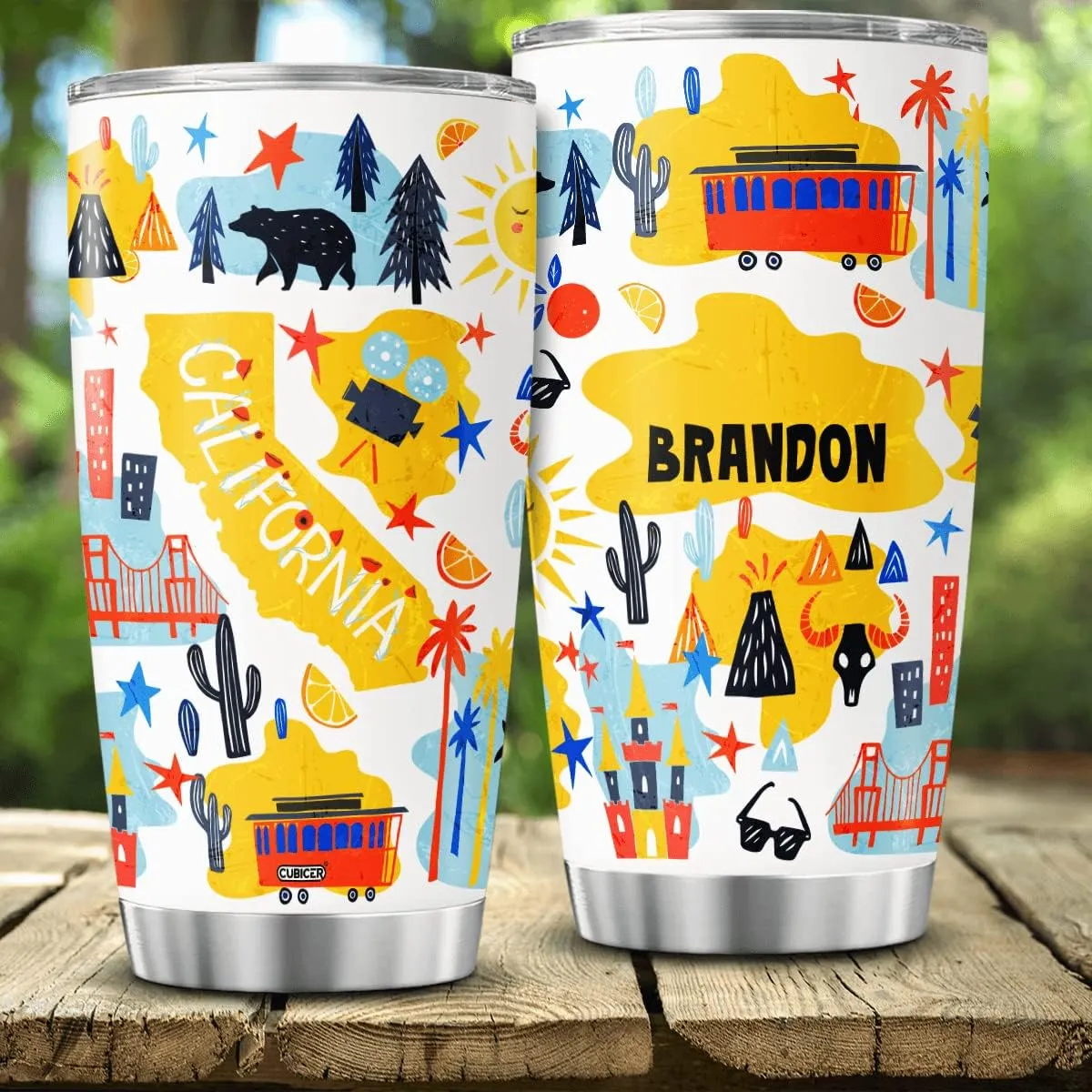 With Lid Customized Name Christmas Gifts For Women Men Stainless Steel Tumblers Travel Coffee Mugs Birthday Accessories traverse poikilothermic prejudice Personalized Tumbler California State Insulated Cup 