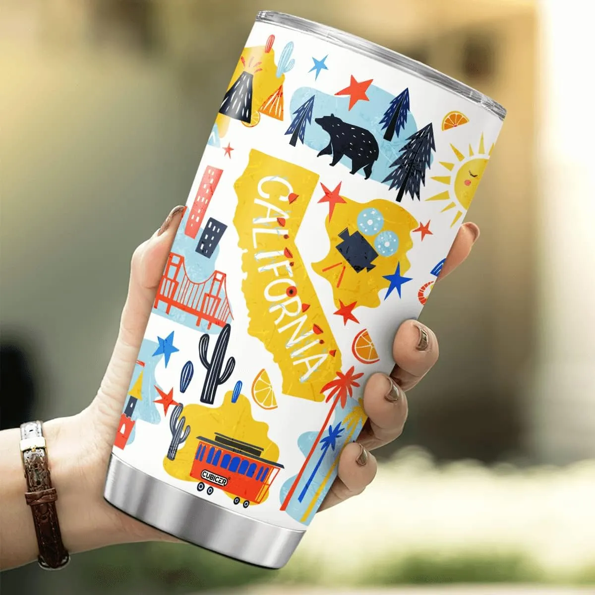 With Lid Customized Name Christmas Gifts For Women Men Stainless Steel Tumblers Travel Coffee Mugs Birthday Accessories traverse poikilothermic prejudice Personalized Tumbler California State Insulated Cup 