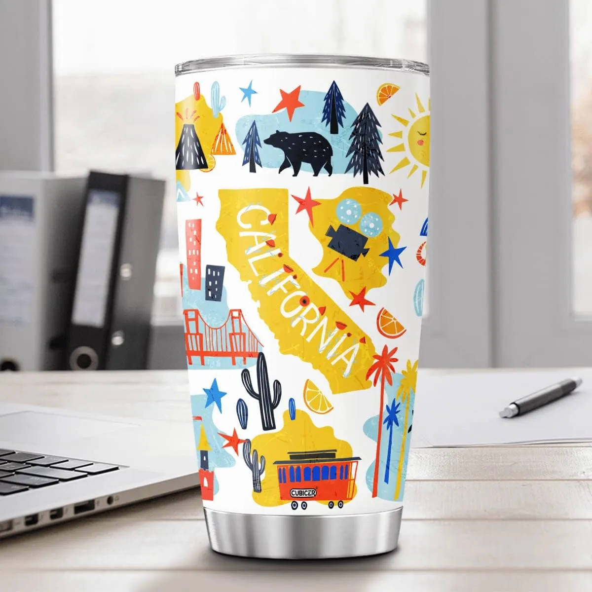 With Lid Customized Name Christmas Gifts For Women Men Stainless Steel Tumblers Travel Coffee Mugs Birthday Accessories traverse poikilothermic prejudice Personalized Tumbler California State Insulated Cup 