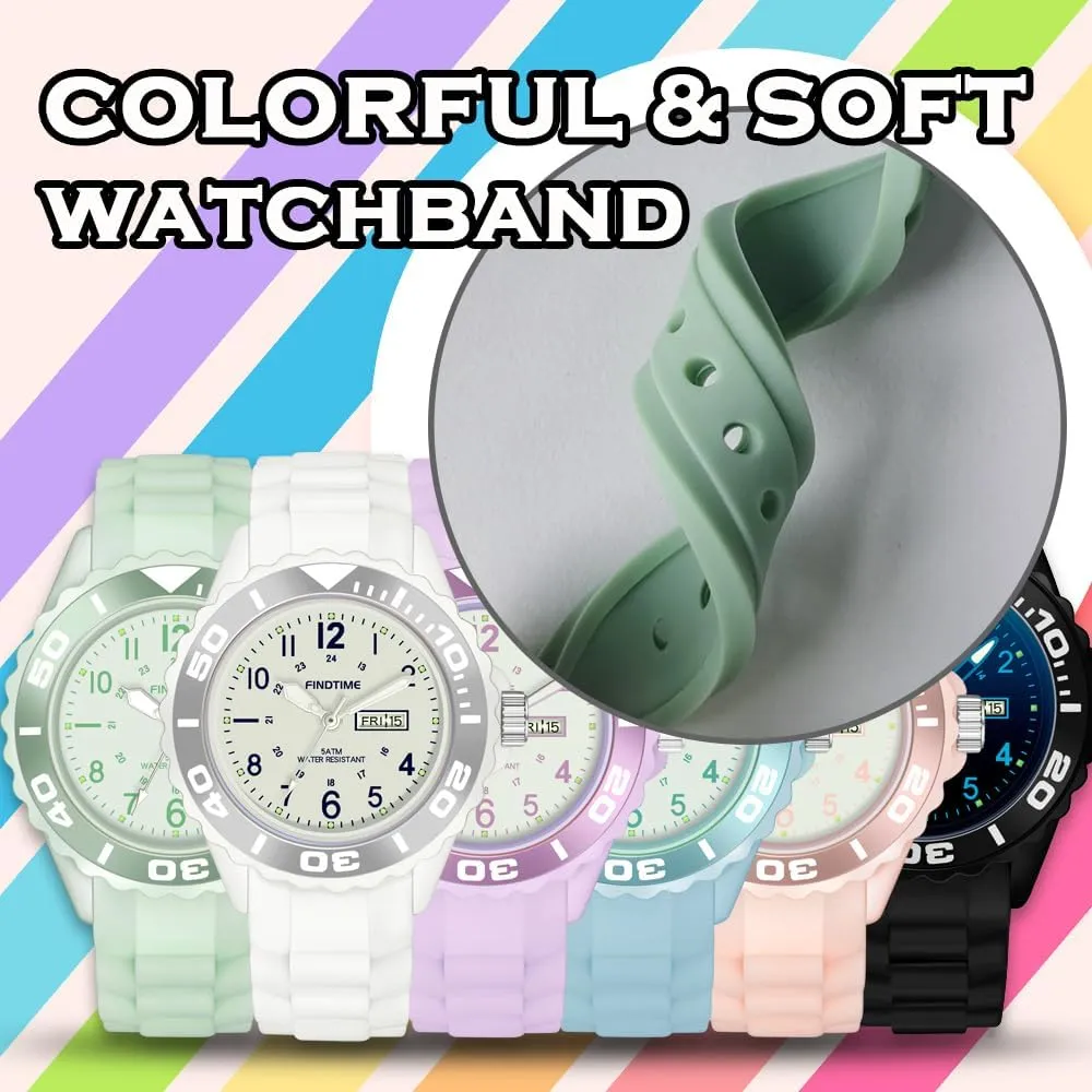 With Luminous Secondhand and Soft medieval translucent reliable reclaim Watchband Findtime Women's Sports Watch - Waterproof Nurse Watch 