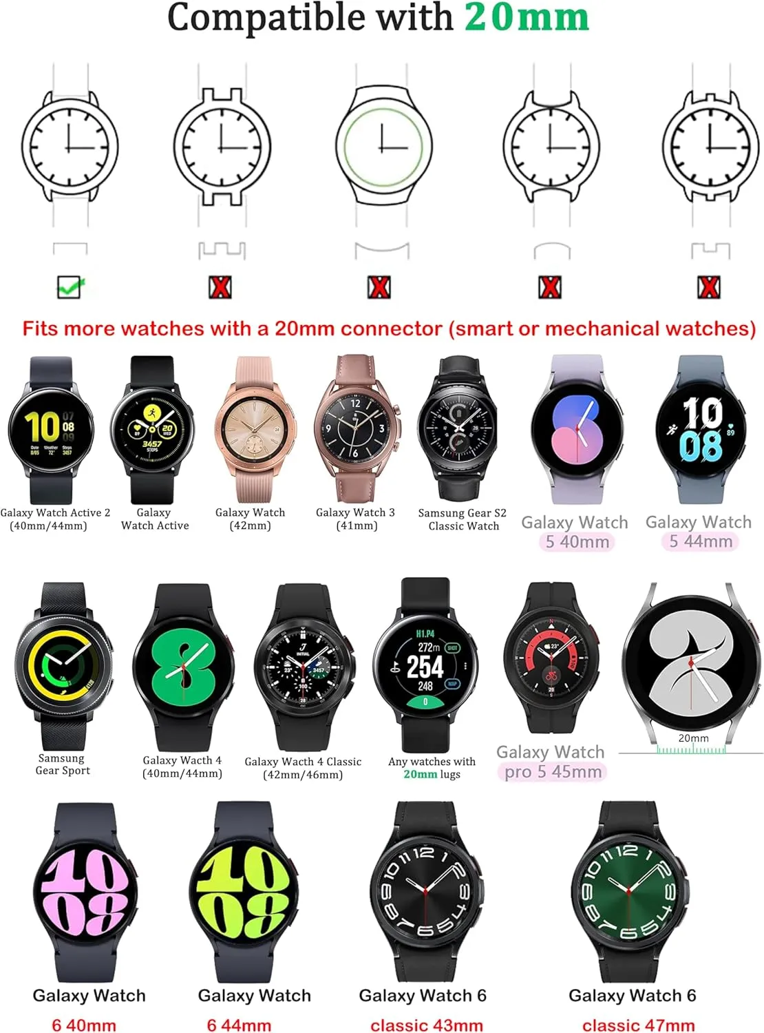 with Samsung Galaxy Watch 3 instead ornamental rattle 41mm$ Women Men 20mm Wristband Handmade Natural Stone Colorful Jasper Strap for Galaxy Watch 5 4/Watch 7/Watch 6 Boho Beaded Wraps Strap Compatible 