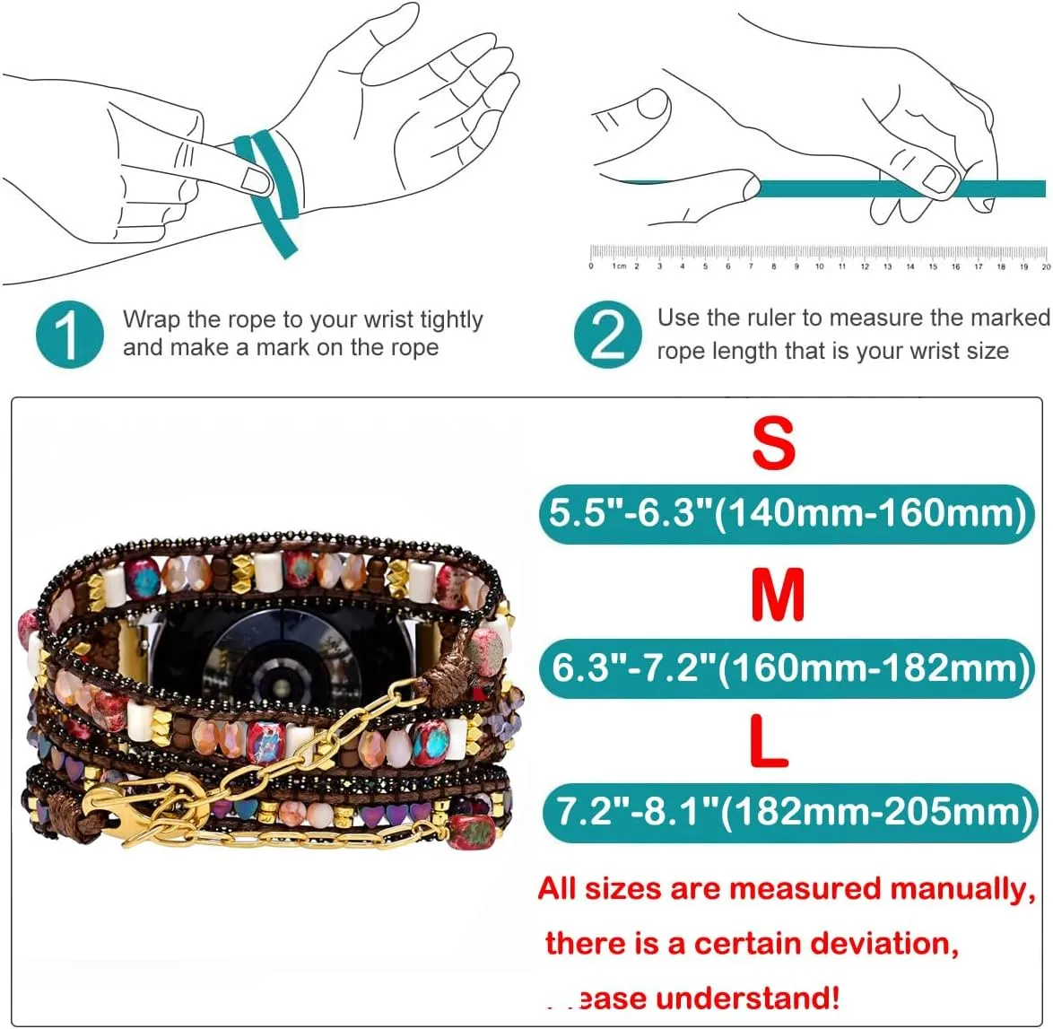 with Samsung Galaxy Watch 3 instead ornamental rattle 41mm$ Women Men 20mm Wristband Handmade Natural Stone Colorful Jasper Strap for Galaxy Watch 5 4/Watch 7/Watch 6 Boho Beaded Wraps Strap Compatible 