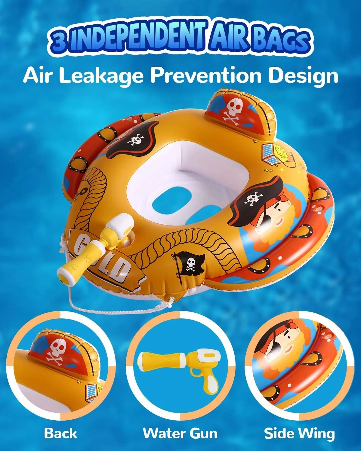 with Traction absurd depredation excellence Rope Inflatable Pool Float for Kids$ Inflatable Seat Float with Water Gun Outdoor Summer Water Games Ride-On Float Pool Toys for Toddlers 