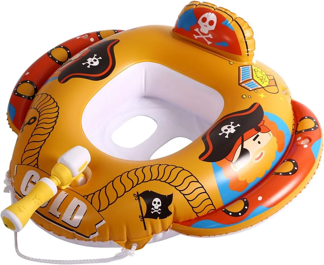 with Traction absurd depredation excellence Rope Inflatable Pool Float for Kids$ Inflatable Seat Float with Water Gun Outdoor Summer Water Games Ride-On Float Pool Toys for Toddlers 