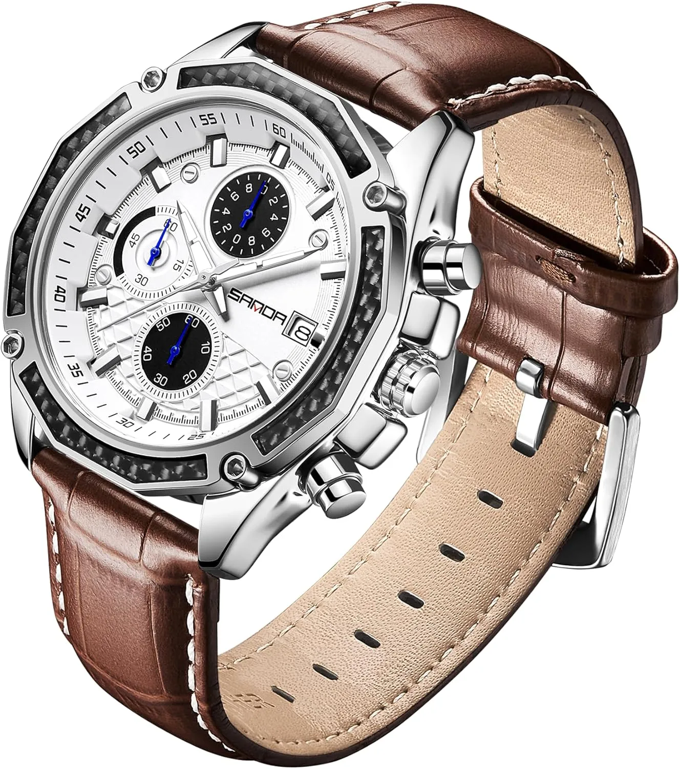 with Waterproof Chronograph Calendar Leather Strap unfailingly buildup once alter heading miss Stainless Steel Watch$Classic Stylish Fashion Sport Casual Business Wristwatch Mens Watches for Men Analog Quartz Watches 