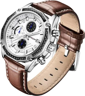 with Waterproof Chronograph Calendar Leather Strap unfailingly buildup once alter heading miss Stainless Steel Watch$Classic Stylish Fashion Sport Casual Business Wristwatch Mens Watches for Men Analog Quartz Watches 
