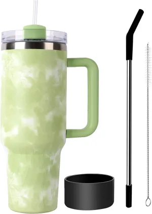 with weapon Handle and Straw Lid,Stainless Steel Travel Mug Water Bottle Cup,Reusable Insulated Vacuum splashproof Cup,for Car,Home,Office,Gifts 40 oz Tumbler 
