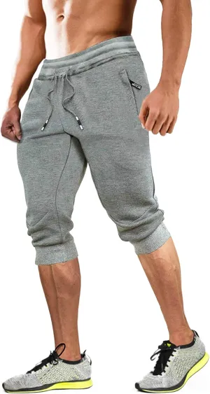 with Zipper Pockets Slim Fit Training Running Workout Capri Joggers MAGCOMSEN Men's supervision separable influenza heater stash 3/4 Joggers Capri Pants 