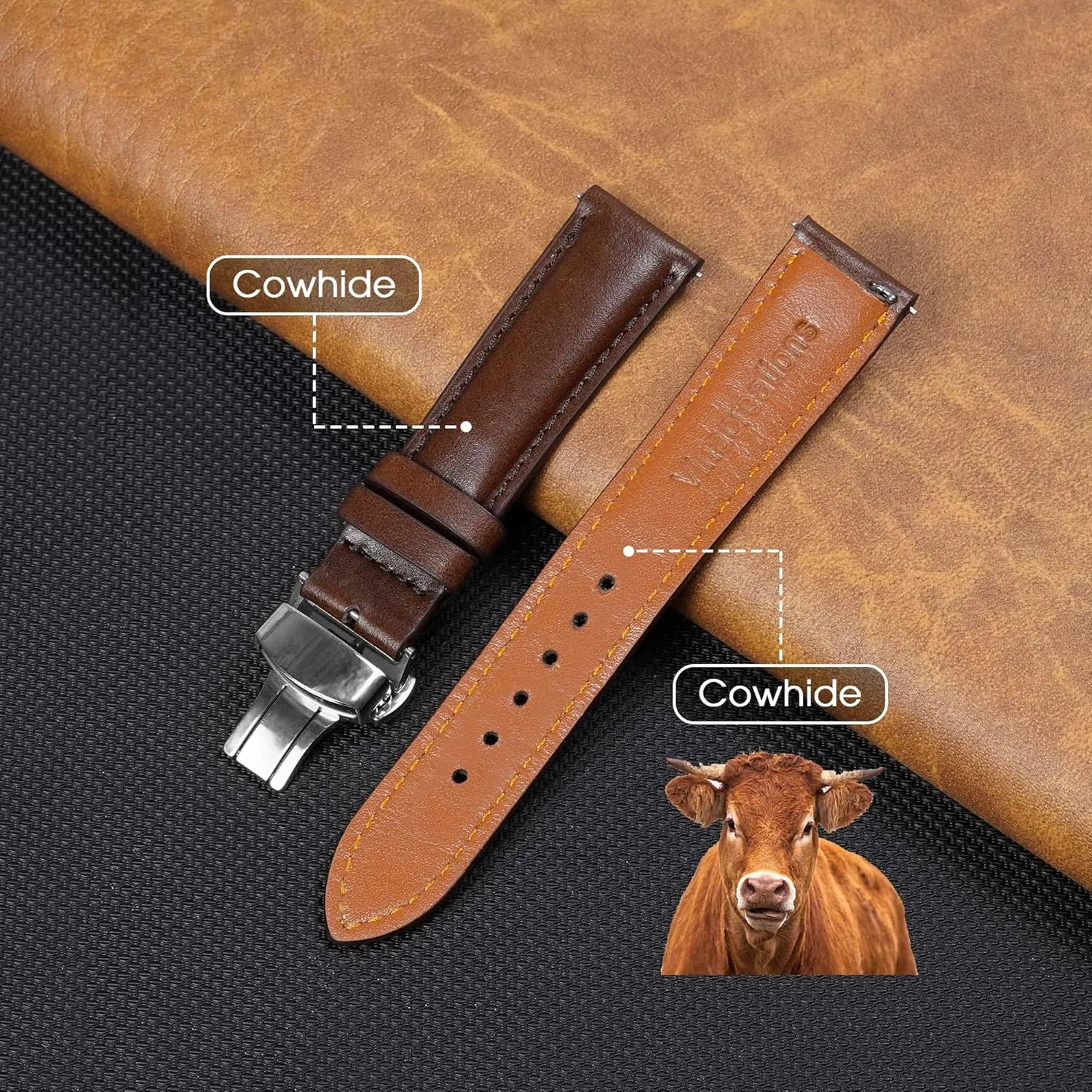 Women Handmade Extra Soft Watch mark codify sink Wrist Band Elegant Replacement Stainless Steel Strap Butterfly Buckle Deployment Clasp Vintage Leather Watch Band Quick Release Leather Strap For Men 
