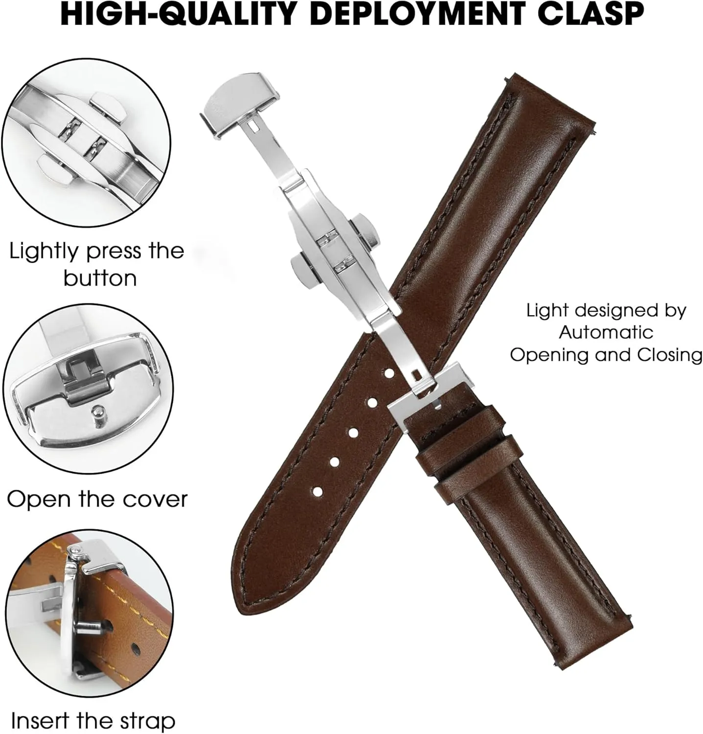Women Handmade Extra Soft Watch mark codify sink Wrist Band Elegant Replacement Stainless Steel Strap Butterfly Buckle Deployment Clasp Vintage Leather Watch Band Quick Release Leather Strap For Men 