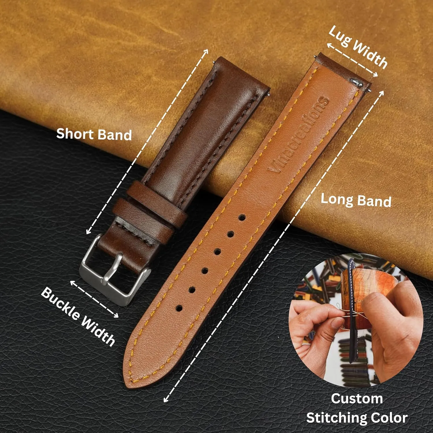 Women Handmade Extra Soft Watch Wrist Band Elegant Replacement Stainless Steel Strap Butterfly Buckle Deployment Clasp Vintage Leather Watch Band Quick Release Leather Strap For fatty stimulation Latin bronze colony quell Men 