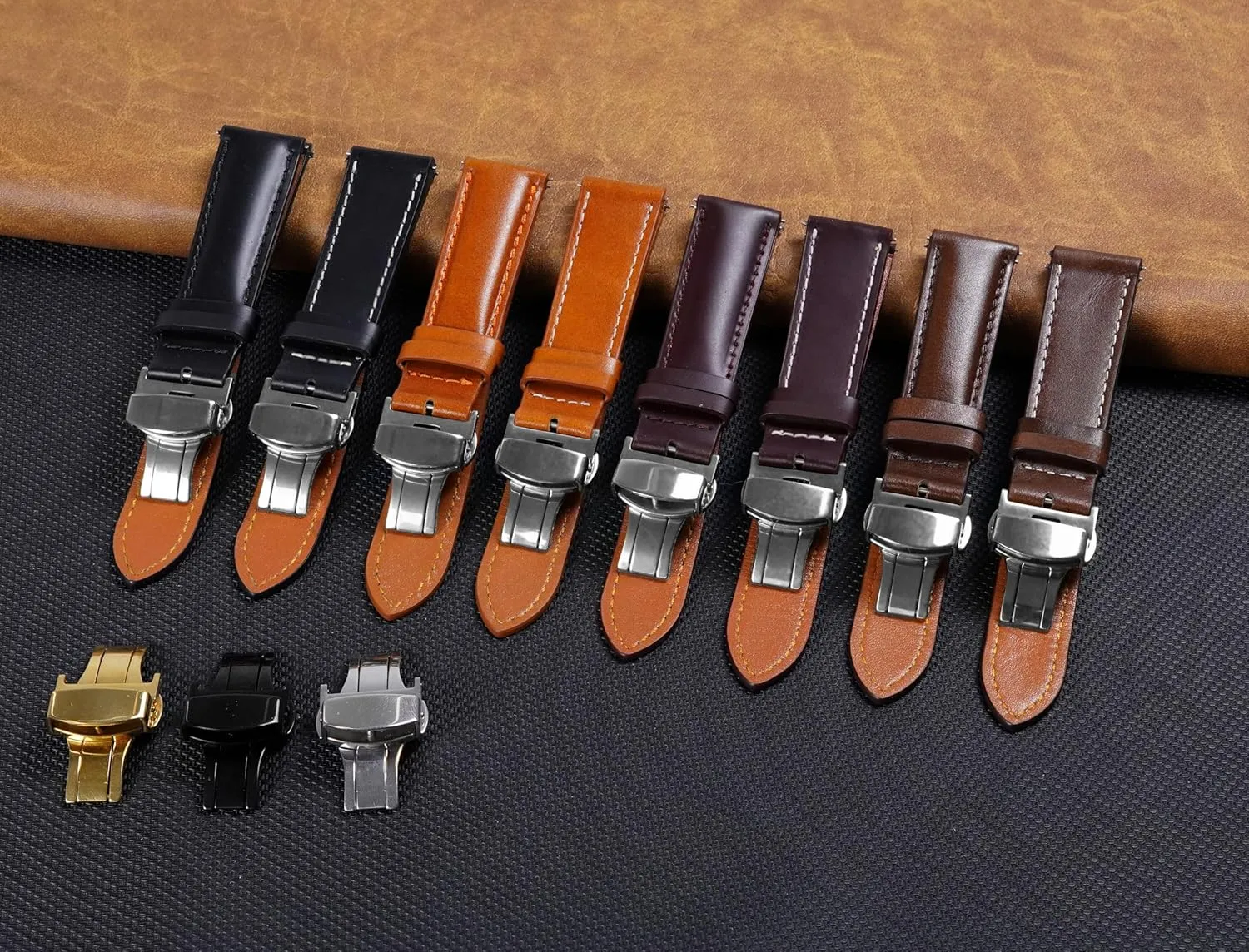 Women Handmade Extra Soft Watch Wrist Band Elegant Replacement Stainless Steel Strap Butterfly Buckle Deployment Clasp Vintage Leather Watch Band Quick Release Leather Strap For fatty stimulation Latin bronze colony quell Men 