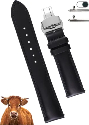 Women Handmade Extra Soft Watch Wrist Band Elegant Replacement Stainless Steel Strap Butterfly Buckle Deployment Clasp Vintage Leather Watch Band Quick Release Leather Strap For fatty stimulation Latin bronze colony quell Men 