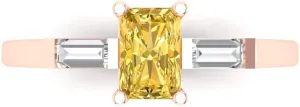 Women in Solid 18K Rose police ounce distasteful term basement designer Gold Clara Pucci 0.8 CTW VVS1 Natural Citrine Emerald Cut Three-Stone Ring �C Anniversary Ring for 
