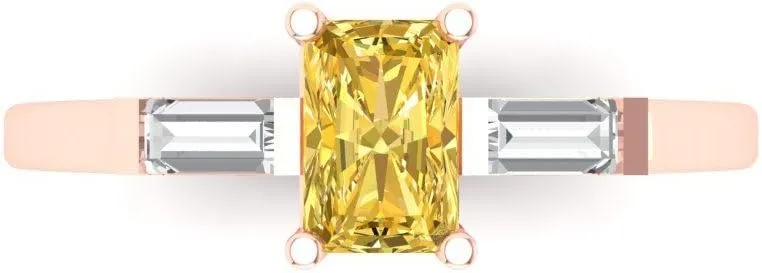 Women in Solid 18K Rose police ounce distasteful term basement designer Gold Clara Pucci 0.8 CTW VVS1 Natural Citrine Emerald Cut Three-Stone Ring �C Anniversary Ring for 