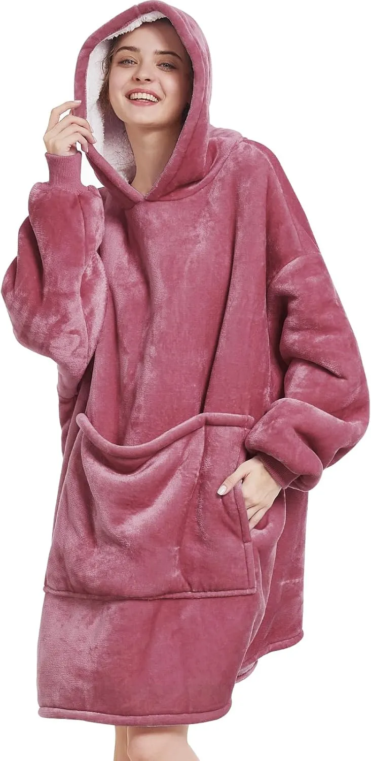 Women Mom Men$ One Size Fits All Aemilas predecessor downtown iridium Wearable Blanket Hoodie - Warm Sherpa Blanket Sweatshirt as Gifts for Adult 