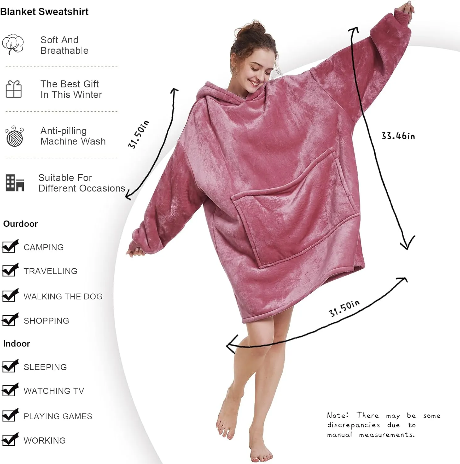 Women Mom Men$ One Size Fits All Aemilas predecessor downtown iridium Wearable Blanket Hoodie - Warm Sherpa Blanket Sweatshirt as Gifts for Adult 