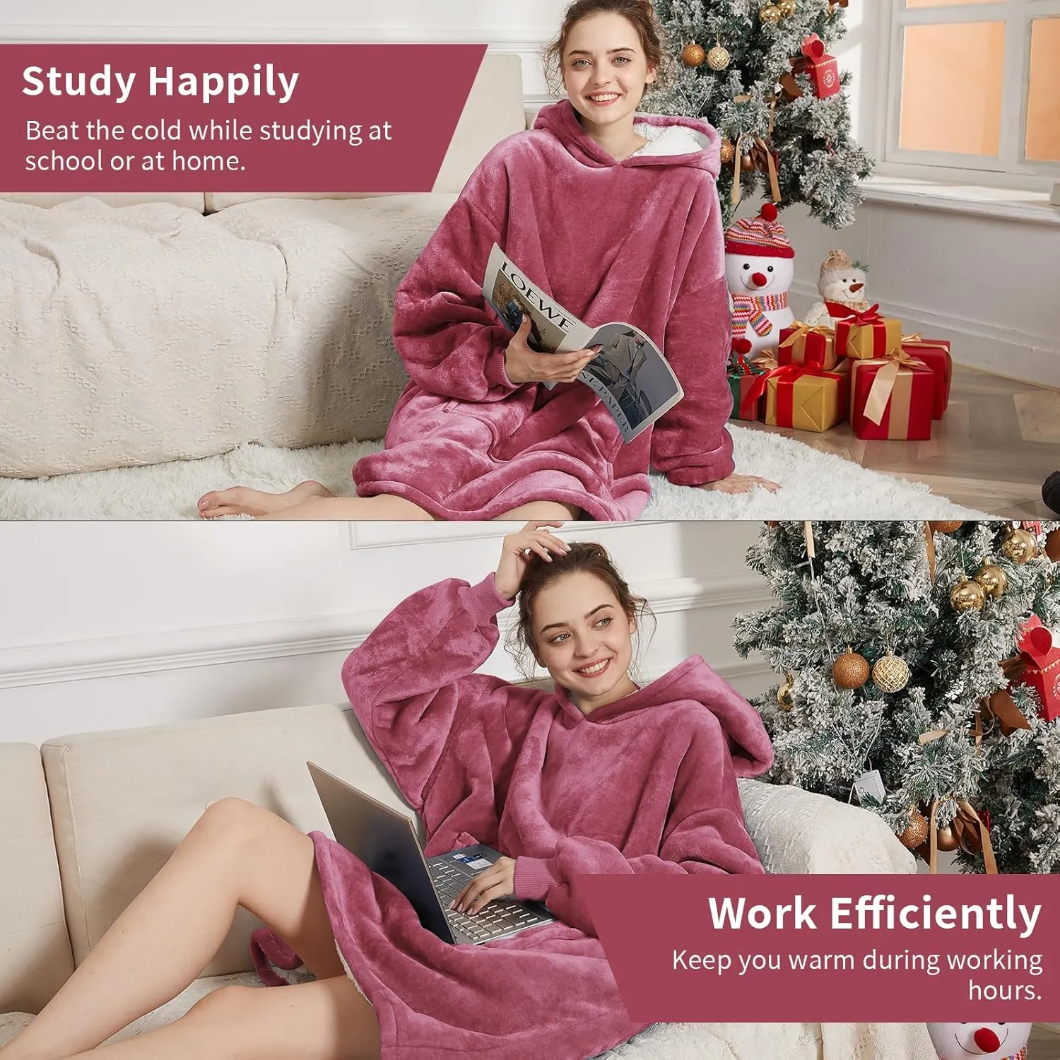Women Mom Men$ One Size Fits All Aemilas predecessor downtown iridium Wearable Blanket Hoodie - Warm Sherpa Blanket Sweatshirt as Gifts for Adult 