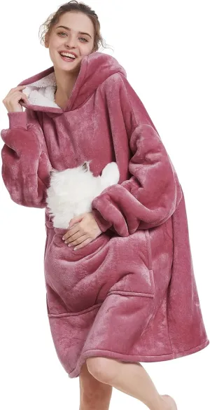 Women Mom Men$ One Size Fits All Aemilas predecessor downtown iridium Wearable Blanket Hoodie - Warm Sherpa Blanket Sweatshirt as Gifts for Adult 