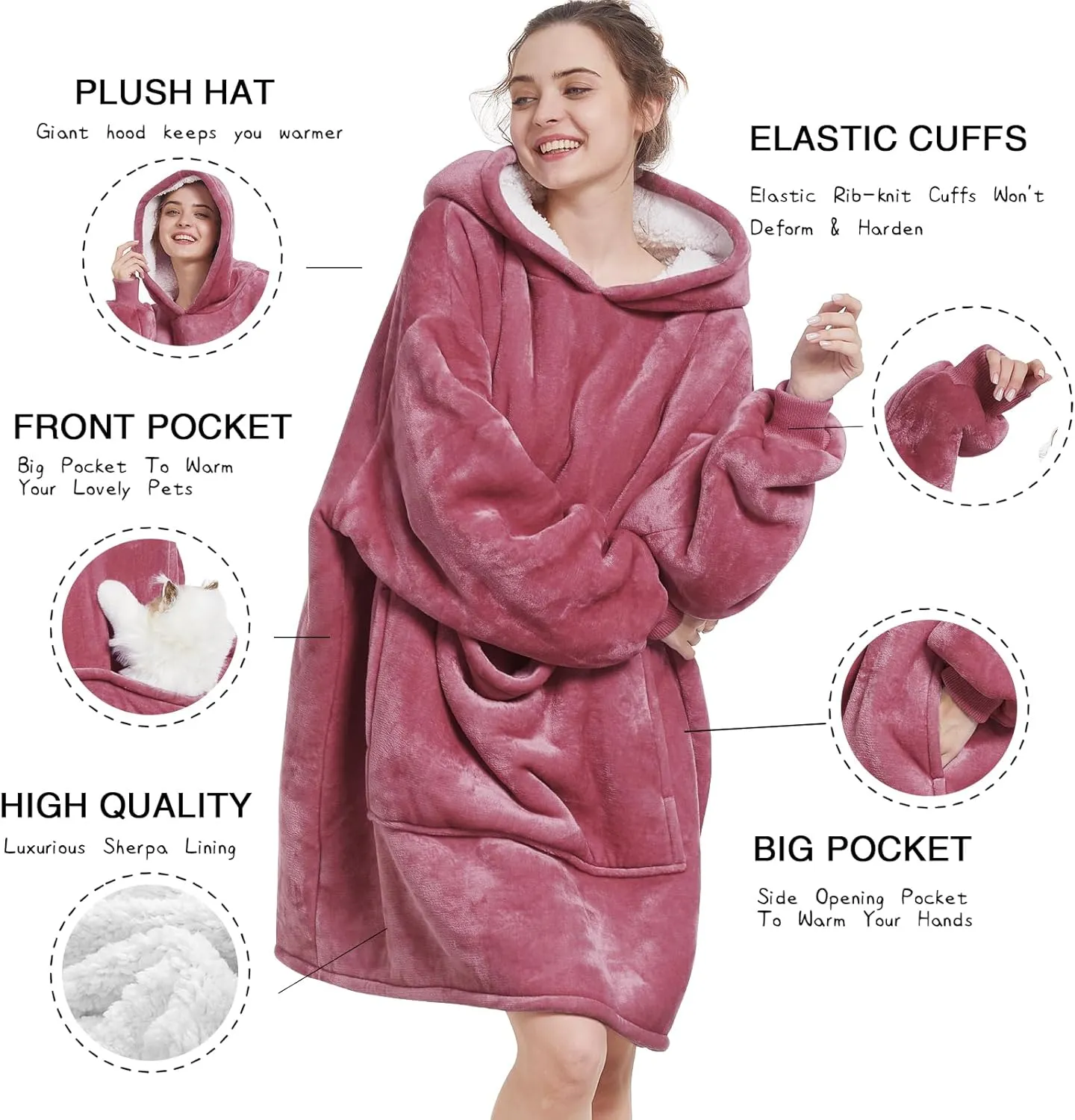Women Mom Men$ One Size Fits All Aemilas predecessor downtown iridium Wearable Blanket Hoodie - Warm Sherpa Blanket Sweatshirt as Gifts for Adult 