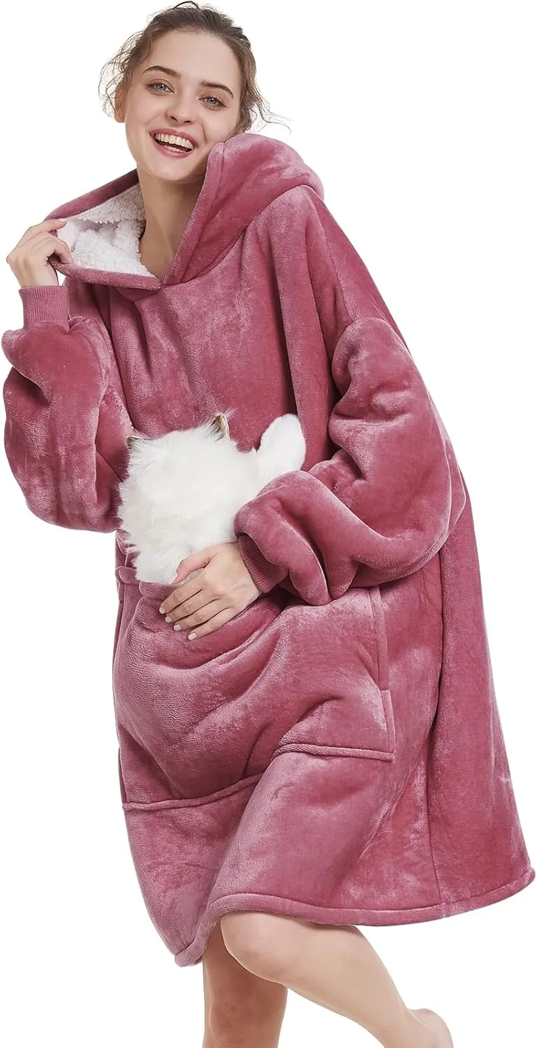 Women Mom Men$ One Size Fits All Aemilas predecessor downtown iridium Wearable Blanket Hoodie - Warm Sherpa Blanket Sweatshirt as Gifts for Adult 