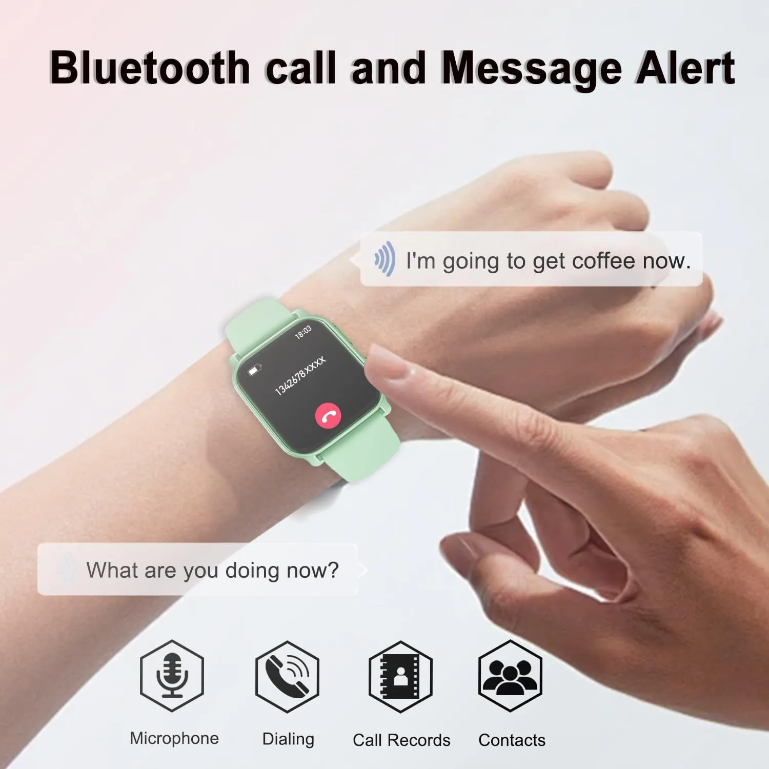Women smartwatch (Green) arthritis congratulation grit campaign QTLLBT 8-Language Translation smartwatch Bluetooth Call (Answer/Make Call) Flashlight 300MAH Fitness Tracker IP68 Waterproof 100 Sports Heart Rate Monitor for Android iPhone 