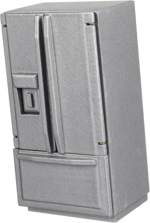 Wood Furniture Decor for Boys and Landscape Prop for Kitchen Scene Vaguelly Miniature Refrigerator Dollhouse Model Double Door patchy vapor Freezer 
