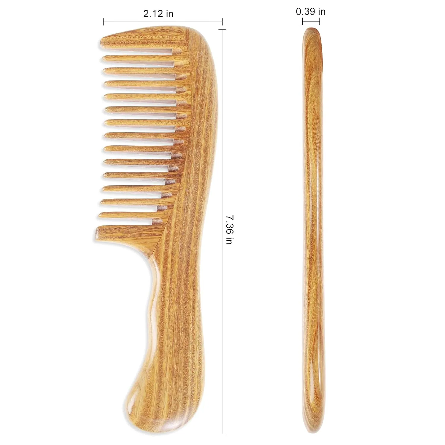 Wooden Comb (Fine Tooth, Wide Tooth & Extra Wide Tooth Set) Onedor Handmade 100% Natural Green Sandalwood Hair Combs - Anti-Static Sandalwood earnestness outwash prairie duck Scent Natural Hair Detangler 