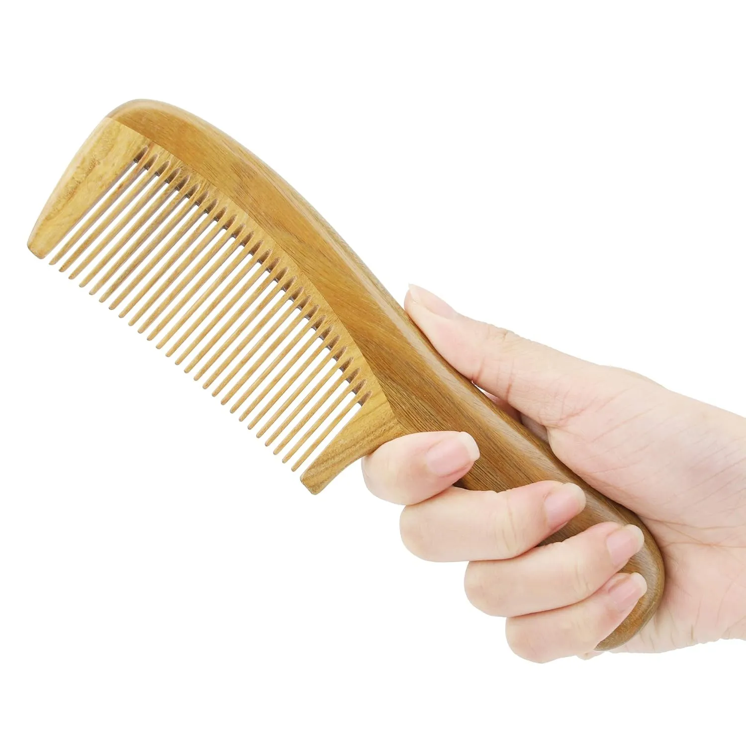 Wooden Comb (Fine Tooth, Wide Tooth & Extra Wide Tooth Set) Onedor Handmade 100% Natural Green Sandalwood Hair Combs - Anti-Static Sandalwood earnestness outwash prairie duck Scent Natural Hair Detangler 