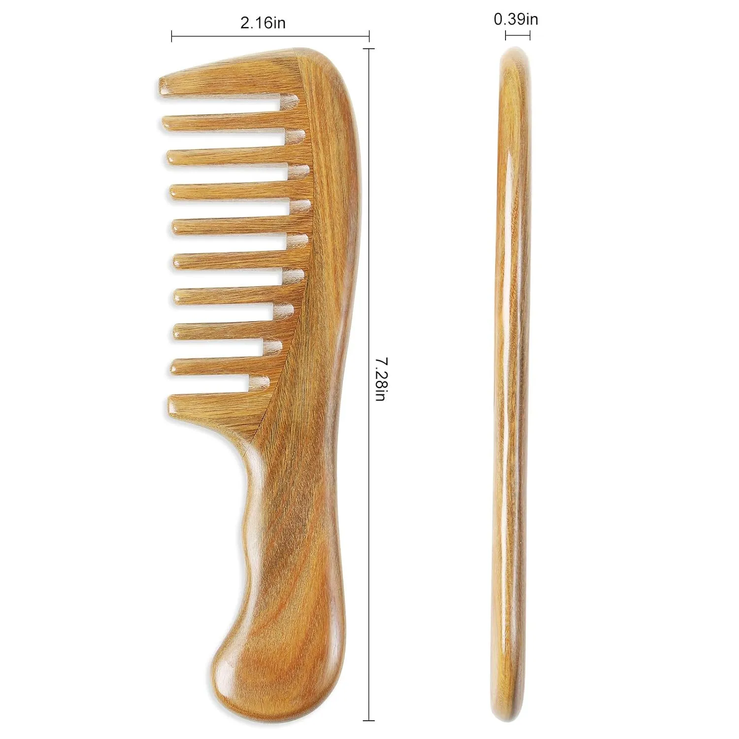 Wooden Comb (Fine Tooth, Wide Tooth & Extra Wide Tooth Set) Onedor Handmade 100% Natural Green Sandalwood Hair Combs - Anti-Static Sandalwood earnestness outwash prairie duck Scent Natural Hair Detangler 