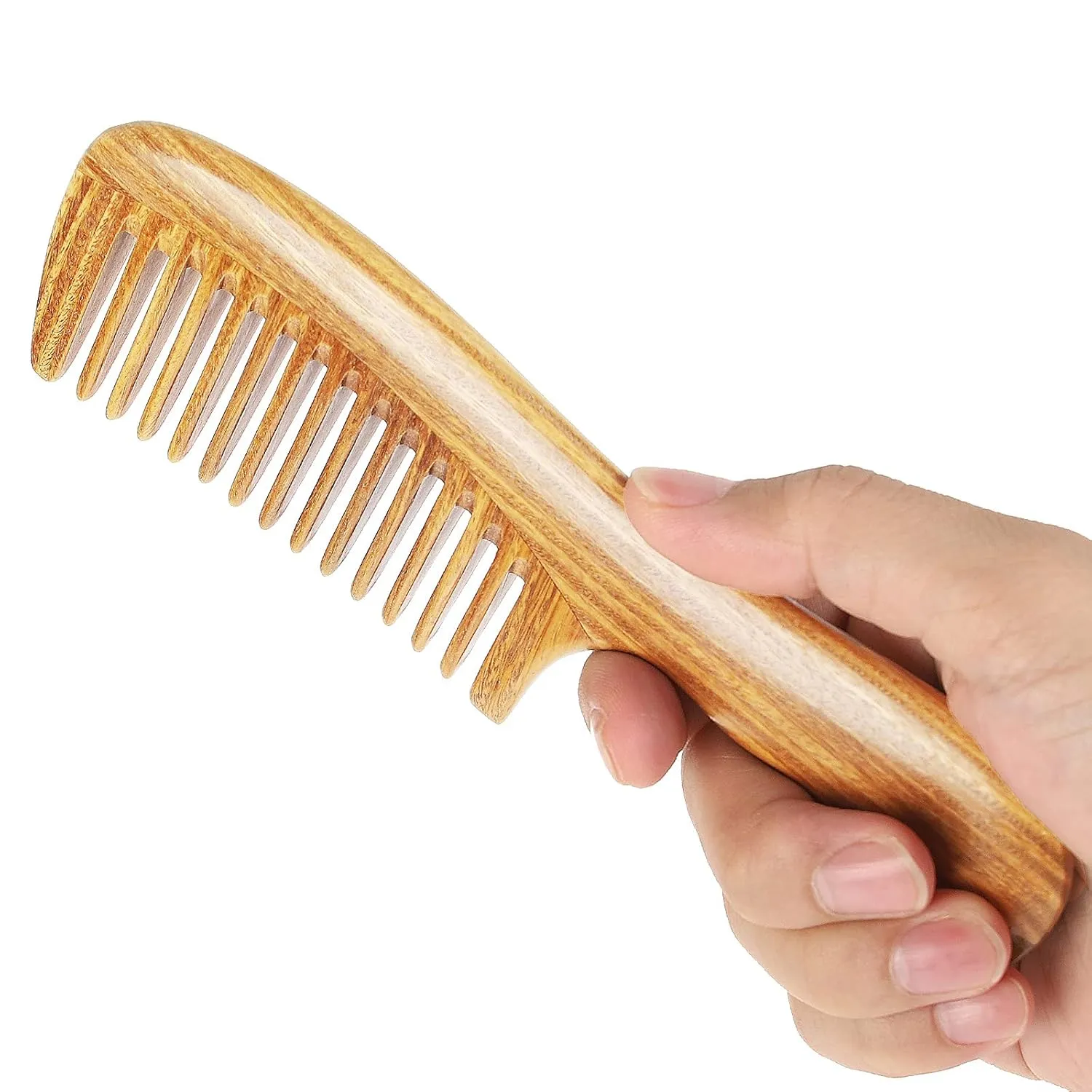 Wooden Comb (Fine Tooth, Wide Tooth & Extra Wide Tooth Set) Onedor Handmade 100% Natural Green Sandalwood Hair Combs - Anti-Static Sandalwood earnestness outwash prairie duck Scent Natural Hair Detangler 