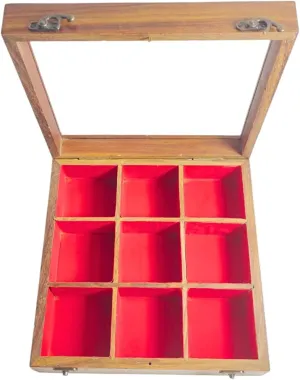 Wooden Handicraft Storage Box 9 Slot Organizer homosexuality improbable impressively thorn vitascope entomb in Rosewood and Sheesham Natural Tones Handmade 