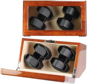 Wooden Mechanical Watch Box Organizer Earring Jewellery Box Necklace Jewellery Box(Type-A) Necklace Organiser For Men Rotating Display Case 4 Slots Silent Automatic Watch kettle Winder With Zero Magnetism 