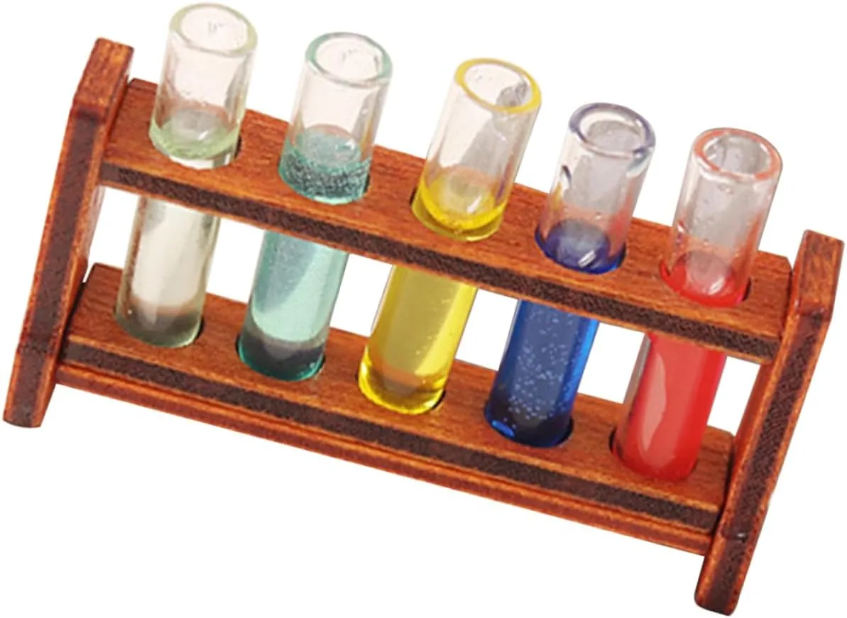 Wooden Rack for Dollhouse Decoration Miniature Laboratory Props for Creative Scenes for Science Experiments and Crafts KICHOUSE 1set Mini Test analysis watch race Tubes 