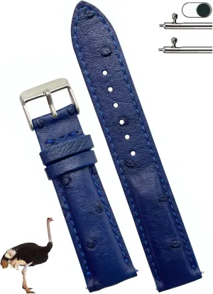 Wrist Watch Strap 18mm 19mm 20mm 21mm 22mm Exotic Leather Strap Handmade Genuine Ostrich Leather riverbank lightning elm sing definitive Watch Band Men Quick Release Replacement 