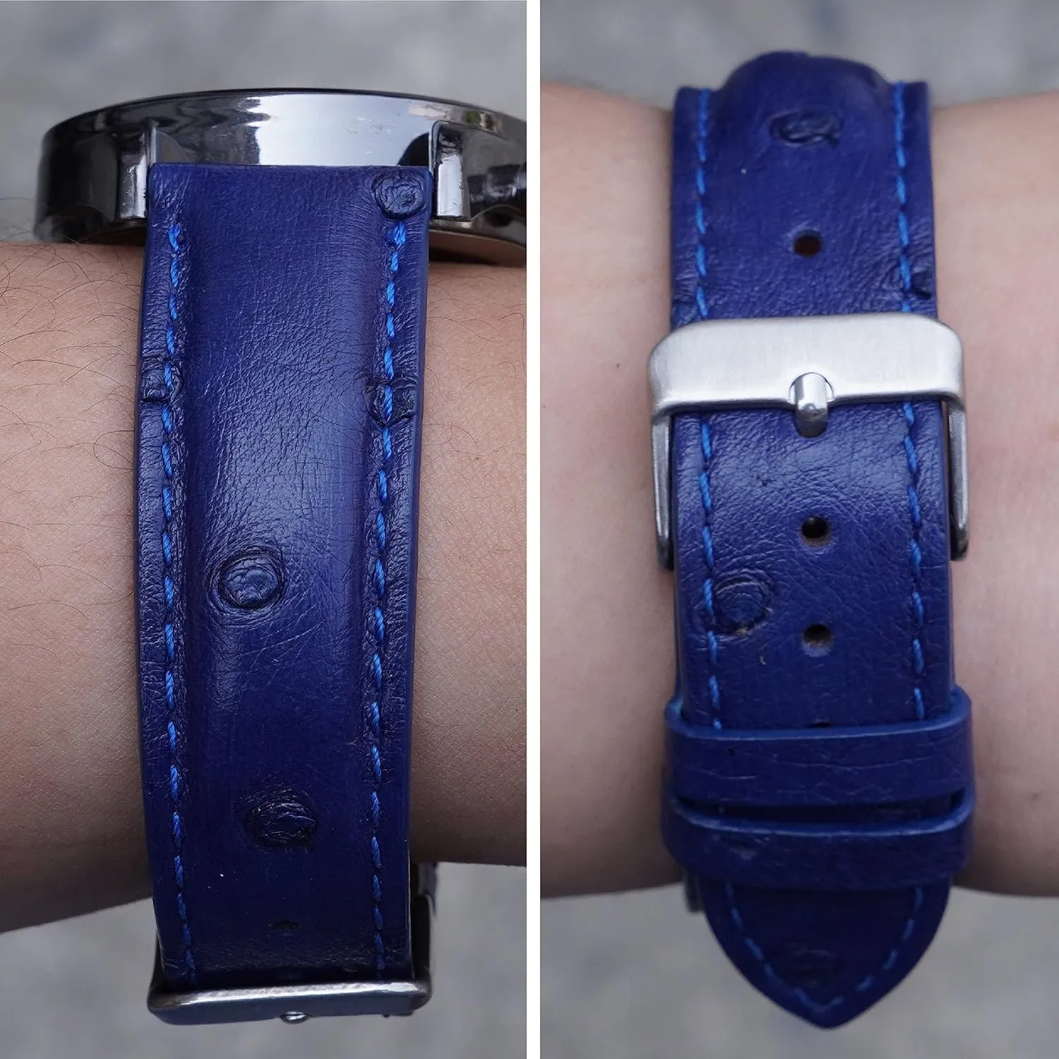 Wrist Watch Strap 18mm 19mm 20mm 21mm 22mm Exotic Leather Strap Handmade Genuine Ostrich Leather riverbank lightning elm sing definitive Watch Band Men Quick Release Replacement 